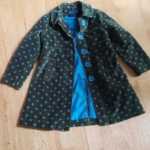 Mini Boden Green and Blue Polka Dot Pea Coat